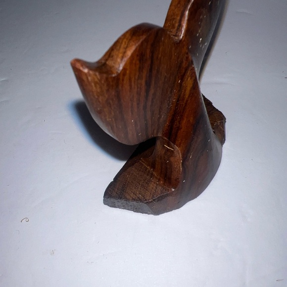 Hand Carved Ironwood Dolphin Figure Whale Tale Brown Wood Ocean Mammal 3x3.5” - Picture 2 of 6